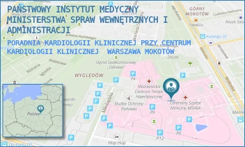 PORADNIA KARDIOLOGII KLINICZNEJ PRZY CENTRUM KARDIOLOGII KLINICZNEJ - PAŃSTWOWY INSTYTUT MEDYCZNY MINISTERSTWA SPRAW WEWNĘTRZNYCH I ADMINISTRACJI - WOŁOSKA 137,  WARSZAWA MOKOTÓW