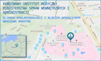 KLINIKA OTOLARYNGOLOGII Z BLOKIEM OPERACYJNYM - PAŃSTWOWY INSTYTUT MEDYCZNY MINISTERSTWA SPRAW WEWNĘTRZNYCH I ADMINISTRACJI - WOŁOSKA 137,  WARSZAWA MOKOTÓW