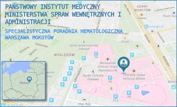 SPECJALISTYCZNA PORADNIA HEMATOLOGICZNA - PAŃSTWOWY INSTYTUT MEDYCZNY MINISTERSTWA SPRAW WEWNĘTRZNYCH I ADMINISTRACJI - WOŁOSKA 137,  WARSZAWA MOKOTÓW