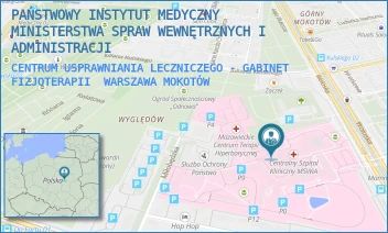 CENTRUM USPRAWNIANIA LECZNICZEGO - GABINET FIZJOTERAPII - PAŃSTWOWY INSTYTUT MEDYCZNY MINISTERSTWA SPRAW WEWNĘTRZNYCH I ADMINISTRACJI - WOŁOSKA 137,  WARSZAWA MOKOTÓW