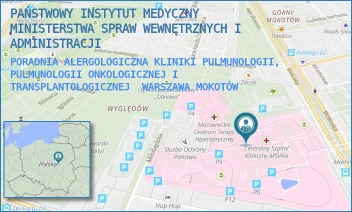 PORADNIA ALERGOLOGICZNA KLINIKI PULMUNOLOGII, PULMUNOLOGII ONKOLOGICZNEJ I TRANSPLANTOLOGICZNEJ - PAŃSTWOWY INSTYTUT MEDYCZNY MINISTERSTWA SPRAW WEWNĘTRZNYCH I ADMINISTRACJI - WOŁOSKA 137,  WARSZAWA MOKOTÓW