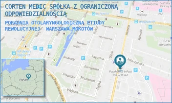 PORADNIA OTOLARYNGOLOGICZNA ETIUDY REWOLUCYJNEJ - CORTEN MEDIC SPÓŁKA Z OGRANICZONĄ ODPOWIEDZIALNOŚCIĄ - ETIUDY REWOLUCYJNEJ 48,  WARSZAWA MOKOTÓW