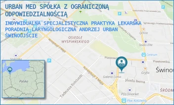 INDYWIDUALNA SPECJALISTYCZNA PRAKTYKA LEKARSKA PORADNIA LARYNGOLOGICZNA ANDRZEJ URBAN - URBAN MED SPÓŁKA Z OGRANICZONĄ ODPOWIEDZIALNOŚCIĄ - DĄBROWSKIEGO 4/102,  ŚWINOUJŚCIE
