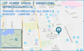 PORADNIA PSYCHOLOGICZNA DLA DZIECI I MŁODZIEŻY - NZOZ VIAMED SPÓŁKA Z OGRANICZONĄ ODPOWIEDZIALNOŚCIĄ - KSIĘDZA JERZEGO POPIEŁUSZKI 12,  LUBARTÓW