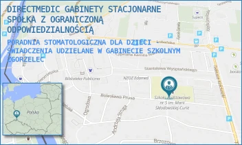 PORADNIA STOMATOLOGICZNA DLA DZIECI - ŚWIADCZENIA UDZIELANE W GABINECIE SZKOLNYM - DIRECTMEDIC GABINETY STACJONARNE SPÓŁKA Z OGRANICZONĄ ODPOWIEDZIALNOŚCIĄ - UL. BOLESŁAWA PRUSA 17,  ZGORZELEC