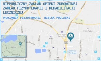 PRACOWNIA FIZJOTERAPII - NIEPUBLICZNY ZAKŁAD OPIEKI ZDROWOTNEJ ZAKŁAD FIZYKOTERAPII I REHABILITACJI LECZNICZEJ - ADAMA MICKIEWICZA 104,  BIELSK PODLASKI