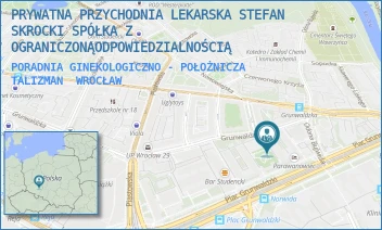 PORADNIA GINEKOLOGICZNO - POŁOŻNICZA TALIZMAN - PRYWATNA PRZYCHODNIA LEKARSKA STEFAN SKROCKI SPÓŁKA Z OGRANICZONĄODPOWIEDZIALNOŚCIĄ - PL. GRUNWALDZKI 63,  WROCŁAW