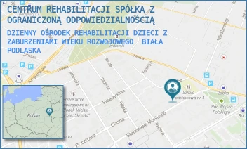 DZIENNY OŚRODEK REHABILITACJI DZIECI Z ZABURZENIAMI WIEKU ROZWOJOWEGO - CENTRUM REHABILITACJI SPÓŁKA Z OGRANICZONĄ ODPOWIEDZIALNOŚCIĄ - STANISŁAWA MONIUSZKI 32,  BIAŁA PODLASKA