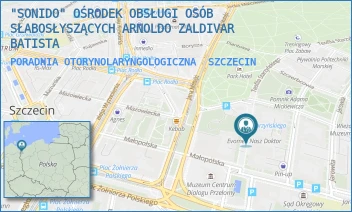 PORADNIA OTORYNOLARYNGOLOGICZNA - "SONIDO" OŚRODEK OBSŁUGI OSÓB SŁABOSŁYSZĄCYCH ARNOLDO ZALDIVAR BATISTA - TEOFILA STARZYŃSKIEGO 2,  SZCZECIN