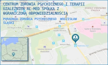 PORADNIA ZDROWIA PSYCHICZNEGO - CENTRUM ZDROWIA PSYCHICZNEGO I TERAPII UZALEŻNIEŃ AL-MED SPÓŁKA Z OGRANICZONĄ ODPOWIEDZIALNOŚCIĄ - UL. RADLIŃSKA 16,  WODZISŁAW ŚLĄSKI
